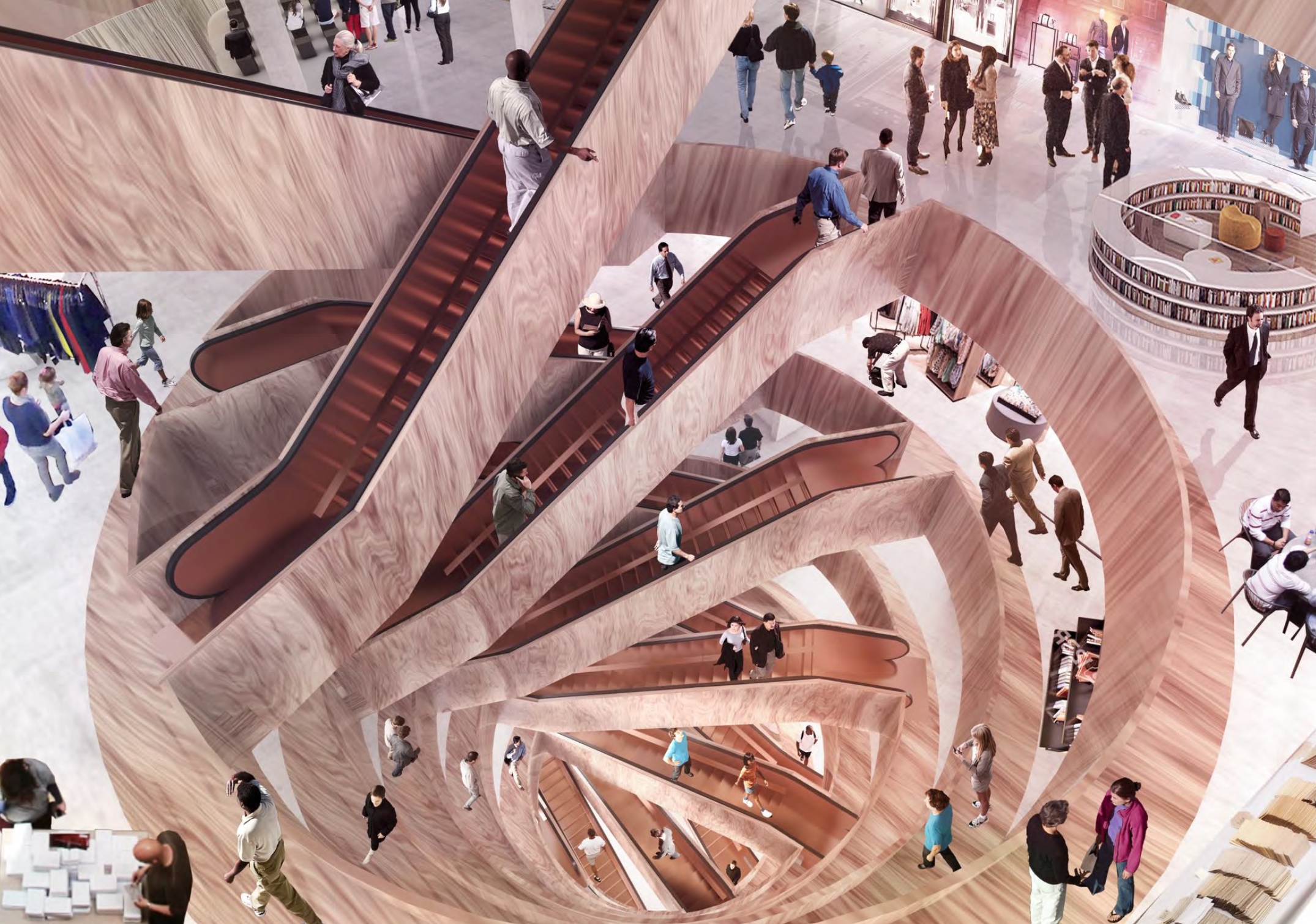 Vue 3D du projet de l'agence OMA pour la rénovation du grand magasin Kadewe Berlin